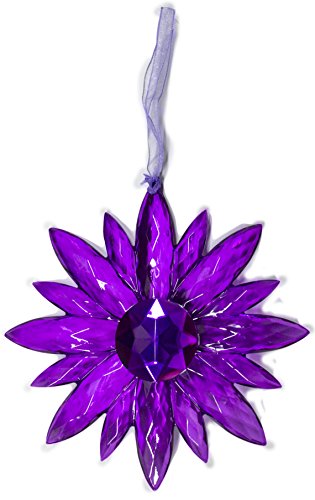 Crystal Expressions Acrylic 5 Inch Small Jewel Flower Ornament Suncatcher (Purple)