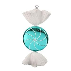 Vickerman 185″ Turquoise and White Swirl Candy Christmas Ornament