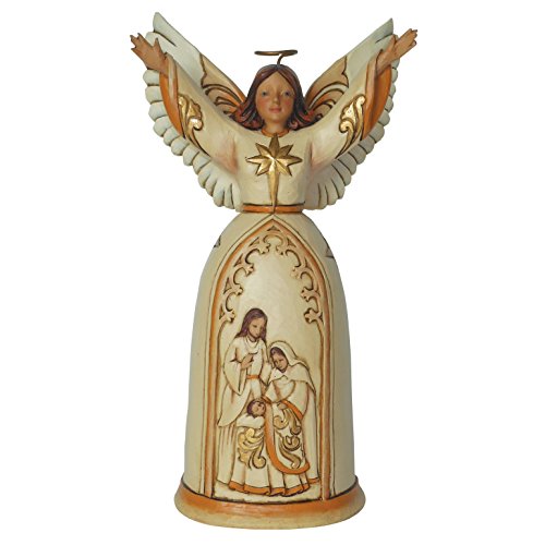 Jim Shore for Enesco Heartwood Creek Ivory and Gold Nativity Angel Figurine, 7.25″