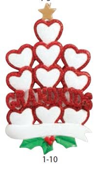 Grandkid Hearts Family Personalized Ornament – 10 Grandchildren