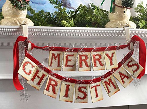 14 Inch Merry Christmas Banner Ornament – Red Velvet Ties From RAZ