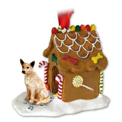 Red Heeler AUSTRALIAN CATTLE Dog NEW Resin GINGERBREAD HOUSE Christmas Ornament 87A by Eyedeal Figurines