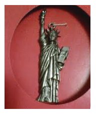 Holiday Time Collectible Christmas Ornament: Gloria Duchin Pewter Statue of Liberty, Red and Blue Crystals on Crown and on Torch