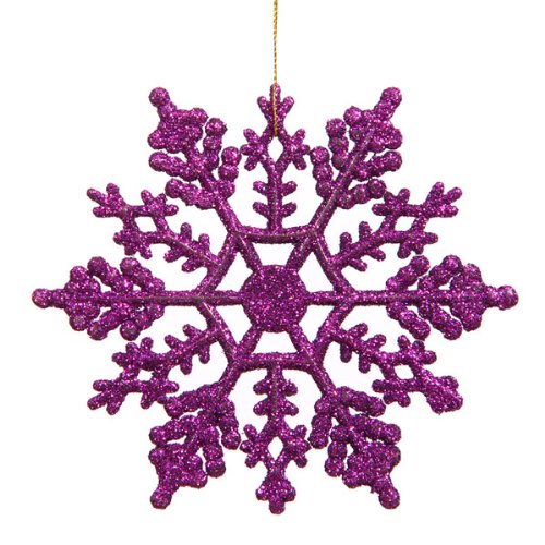 Club Pack of 12 Purple Passion Glitter Snowflake Christmas Ornaments 6.25″