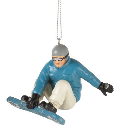 3″ Snowboarding Man in a Blue Parka Christmas Figure Ornament