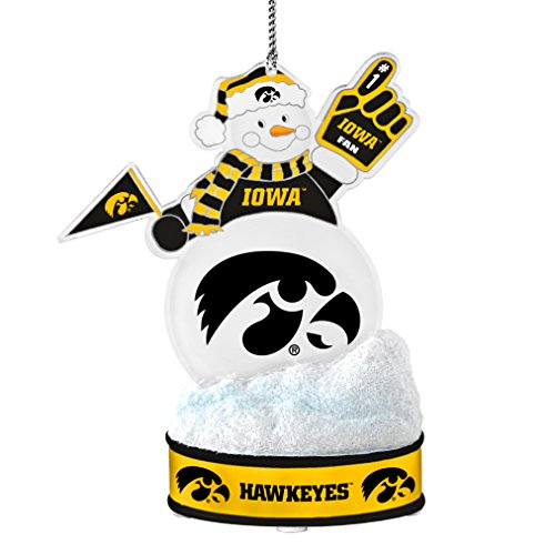 NCAA Iowa Hawkeyes LED Snowman Ornament, White, 3.5″