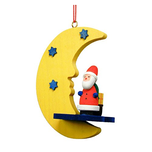 10-0860 – Christian Ulbricht Ornament – Santa in Moon – 2.75″”H x 2″”W x 1.75″”D