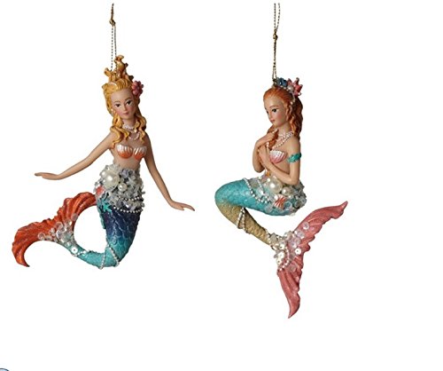 Midwest-CBK Beaded Mermaid Ornaments Set of 2