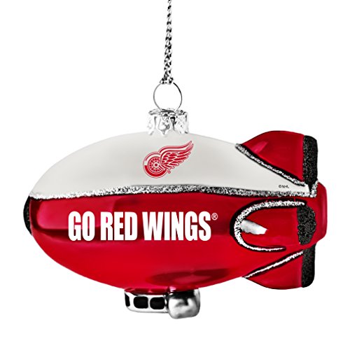NHL Detroit Red Wings Glitter Blimp Ornament, Silver, 3″ x 2.25″