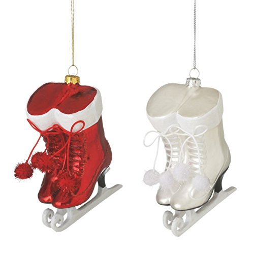 Glass Figure Skates Ornaments Set of 2