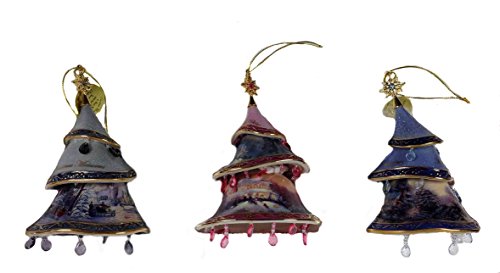 Retired Thomas Kinkade *Christmas Tree Ornaments* SET of 3 From Kinkade’s Christmas Classics Ornament Collection