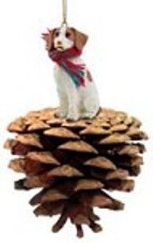 Brittany Brown & White Spaniel Pinecone Pet Ornament