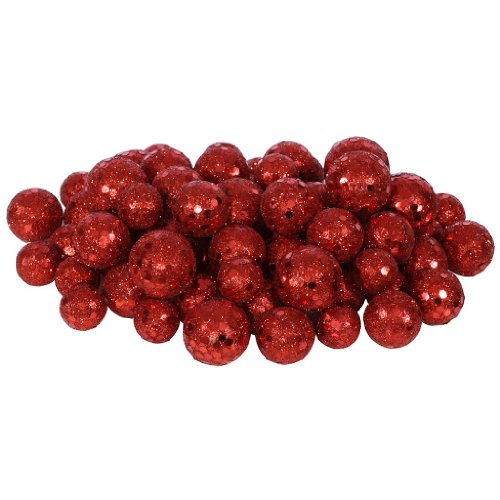 Vickerman 32949 – 20-25-30MM Red Glitter Ball Christmas Ornament (68-72 pack) (L132203)