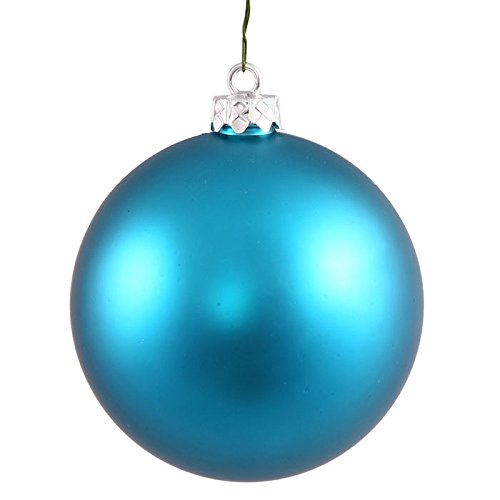 Vickerman Matte Finish Seamless Shatterproof Christmas Ball Ornament, UV Resistant with Drilled Cap, 6 per Bag, 4″, Turquoise