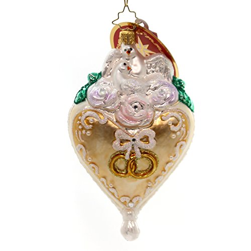 Christopher Radko Tie that Binds Bridal and Heart Christmas Ornament