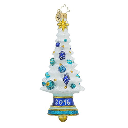 Christopher Radko 2016 Sounds of the Season Christmas Tree Bell Shaped Glass Christmas Ornament – 5″h.