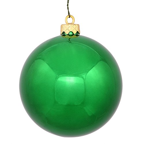 Vickerman Shiny Green UV Resistant Commercial Drilled Shatterproof Christmas Ball Ornament, 8″