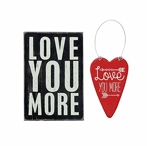 Love You More Gift Set – Mailable Wooden Greeting Card and Love You More Heart Ornament