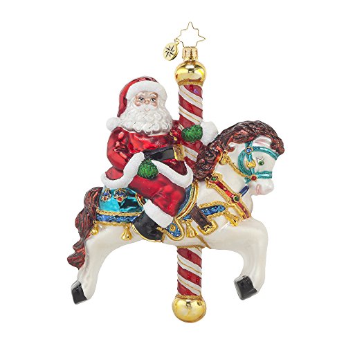 Christopher Radko Carousel Claus Horse Glass Ornament – 6.5″h.