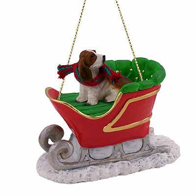 Basset Hound Sleigh Dog Christmas Ornament