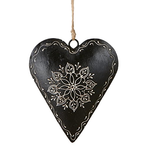 Metal Heart Snowflake Christmas Ornament