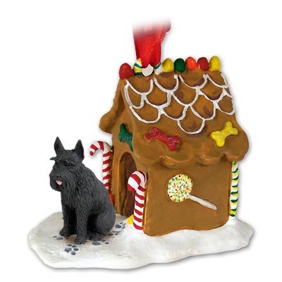GIANT SCHNAUZER Dog Black GINGERBREAD HOUSE Christmas Ornament NEW Resin 58B