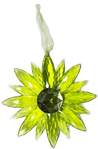 Crystal Expressions Acrylic 5 Inch Small Jewel Flower Ornament Suncatcher (Green)