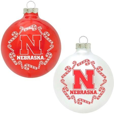 Topperscot NCAA Nebraska Cornhuskers Home and Away Glass Ornament Set Set of 2 WLM