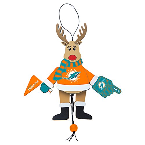 NFL Miami Dolphins Wooden Cheer Ornament, Brown, 5.25″