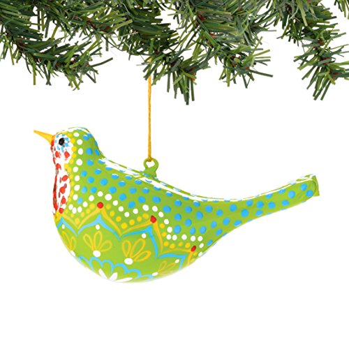 Department 56 Gallery Pattern Bird Ornament, Green