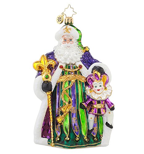 Christopher Radko Glass Master of the Mardi-Gras Santa Christmas Ornament #1017780