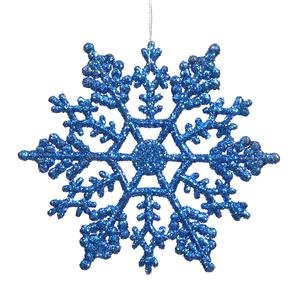 Vickerman Plastic Glitter Snowflake, 4-Inch, Blue, 24 Per Box