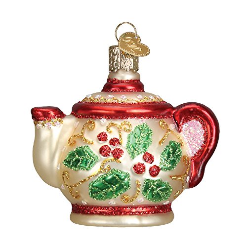 Old World Christmas Holly Teapot Glass Blown Ornament