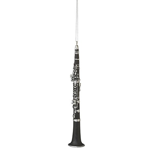 6.25″ Black and Silver Clarinet Musical Instrument Christmas Ornament