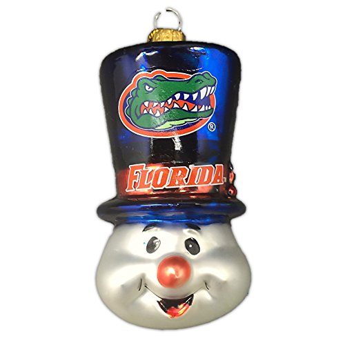 Florida Gators NCAA Blown Glass Top Hat Snowman Ornament