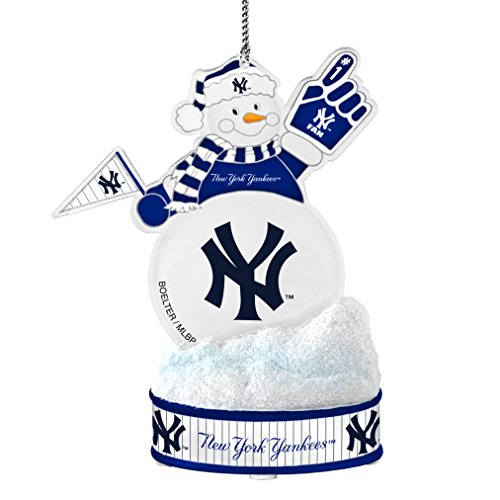 MLB New York Yankees LED Snowman Ornament, White, 3.5″