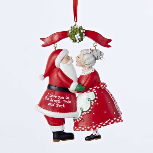 Kurt Adler 3.75″ Resin mr & Mrs Santa Under Mistletoe Ornament