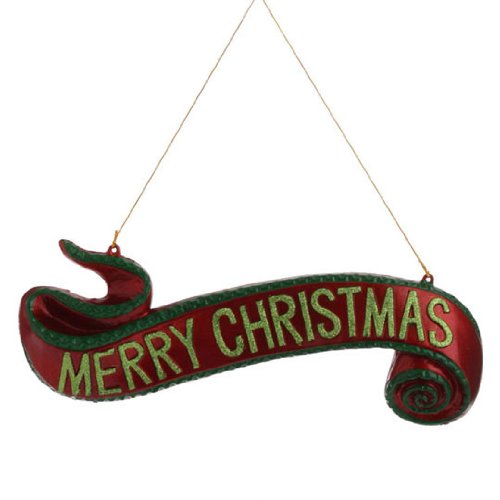 Red And Green Merry Christmas Scroll Ornament