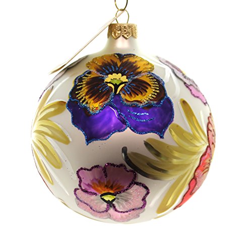Christina’s World PASSION FOR PANSIES Glass Ornament Ball Flower Flo 651