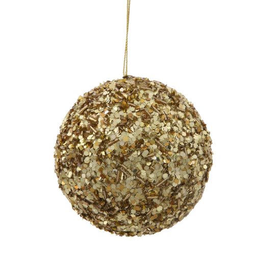 Vickerman 34102 – 3.5″ Gold Sparkle Sequin Kissing Ball Christmas Tree Ornament (P132108)