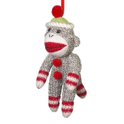 Sock Monkey Ornament, Set of 3