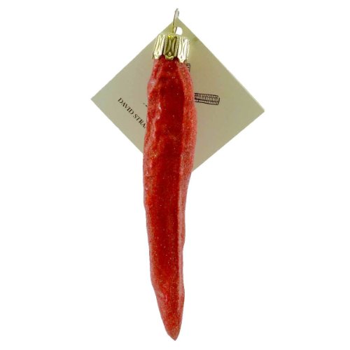 David Strand Designs CHILI PEPPERS Glass Vegetable Hot Christmas DSD0807501 RED
