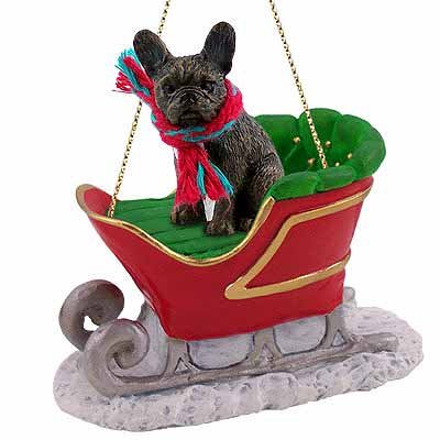 French Bulldog Sleigh Christmas Ornament