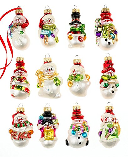 Holiday Lane Box of 12 Mini Snowman Ornaments