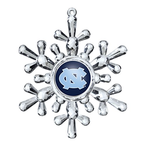 NCAA North Carolina Tar Heels Traditional Snowflake Ornament, 4.5″ in Diameter, Clear