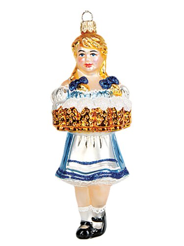 Bavarian Oktoberfest Beer Waitress Girl Polish Blown Glass Christmas Ornament