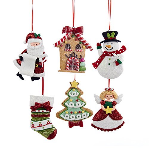 Kurt Adler Assorted Claydough Gingerbread Christmas Tree Ornaments (set OF 6)