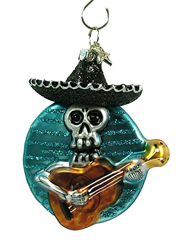Traditional Mexican Band Day Of The Dead Mexico Glass Christmas Ornament B
