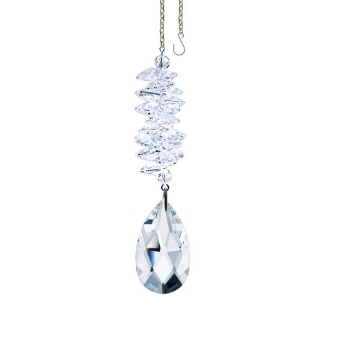 Swarovski Crystal Ornament Cascade, Clear Almond Prism, Amazing Rainbow Maker Crystal Cascade Suncatcher Adorned with Swarovski Crystal with Certificate