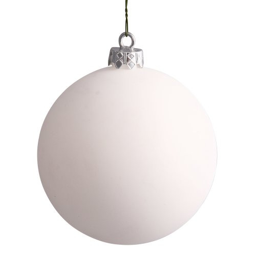 Vickerman Matte Glamorous White UV Resistant Commercial Shatterproof Christmas Ball Ornament, 4″